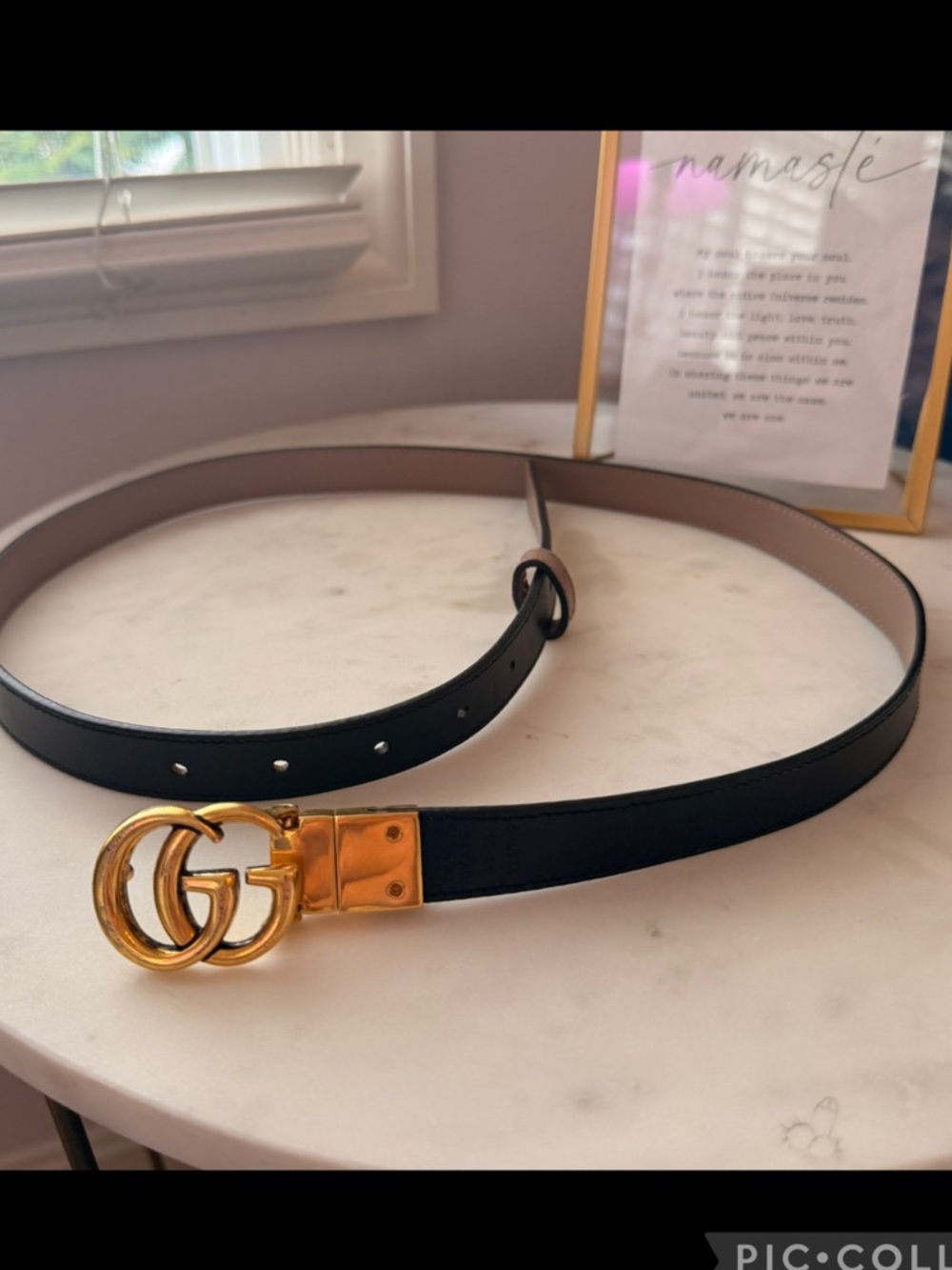Authentic Gucci GG Marmont Reversible Thin Leather Belt, Black/Pink 90 - Picture 7 of 14